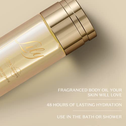 O BOTICARIO Lily Luxury Moisturizing Bundle: Satin Hydrating Body Cream (8.8 oz) & Scented Body Oil (5 oz)