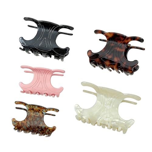 Medium Acetate Butterfly Hair Claw Clips - 5 Pack with Secure Hold