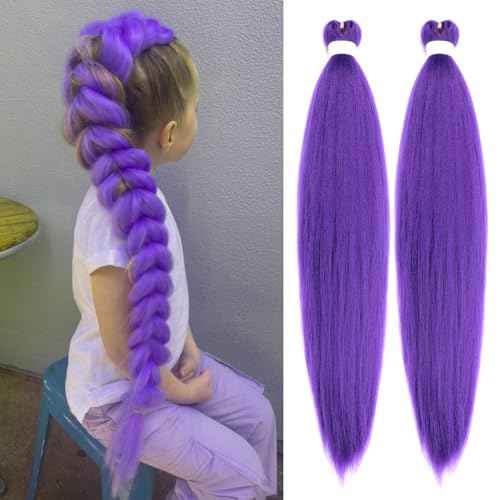 Purple Braiding Hair Extensions 30Inch Pre Stretched Synthetic Braiding Hair for Braids as Rumi Hair Style (purple, 30 Inch (Pack of 2))