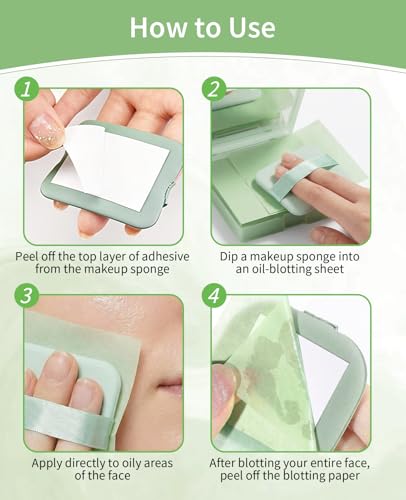 Oil Blotting Papers 400 Sheets with Mirror & Puff