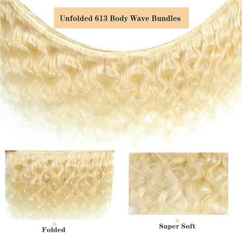 YISEA 613 Body Wave Brazilian Hair 12A Brazilian 613 Body Wave 3 Bundles Unprocessed Human Raw Hair Mink Hair Bundles Wet and Wavy Human Hair 613 Blonde 10 12 14