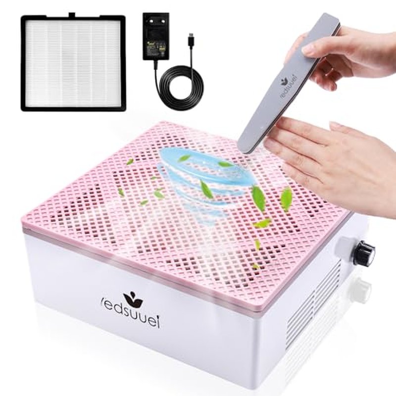 80W Nail Dust Collector Super Powerful Dust Collector Nail Tech with Reusable Filter Adjustable Nail Vacuum Dust Collector Electric Dust Suction Machine for Acrylic Gel Nail Polishing