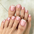 Modelones Pink French Tip Press-On Toenails - 36 Pcs, 18 Sizes
