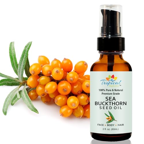 Tropical Holistic 100% Pure Sea Buckthorn Seed Oil 2 oz - Premium Natural, Cold-pressed, Unrefined, Extra Virgin for Hair, Face, Lips, Acne, Anti aging Skincare