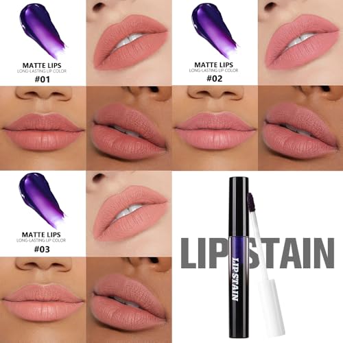 CAKAILA 3Pcs Peel Off Lip Stain Tints Waterproof Matte Lip Gloss for All-Day Wear