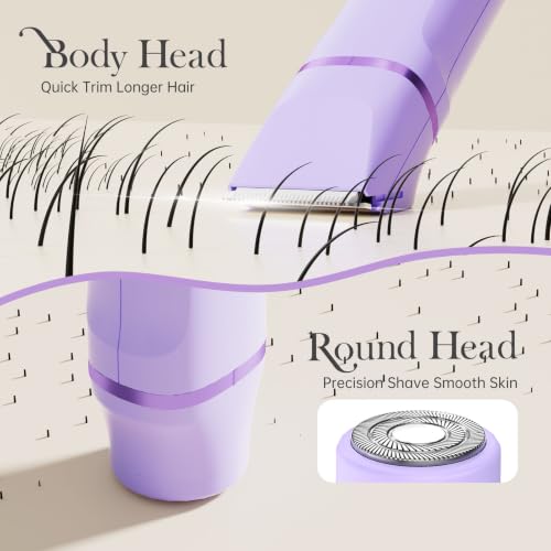 Risina Purple 2-in-1 Bikini & Face Trimmer for Women - Waterproof Electric Razor Kit