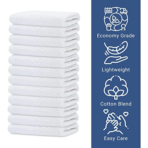 GOLD TEXTILES 120 Pack Economy White Washcloths Set (12x12 inches) - Cotton Blend Commercial Grade Cleaning Rags, Quick Drying & Soft Face Cloths, Fingertip Towels for Bathroom, Spa, Gym, and Kitchen