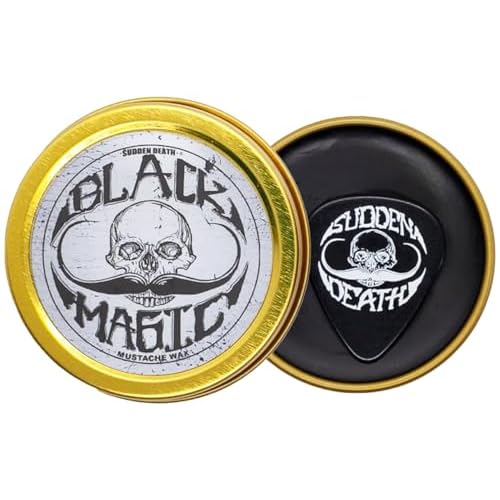 THE VINTAGE GROOMING CO. Black Magic Mustache Wax | Sudden Death | Hide Grey Hair In Beard Or Moustache | Strong Hold 1 oz Tin | No Heat Source Required | Unscented