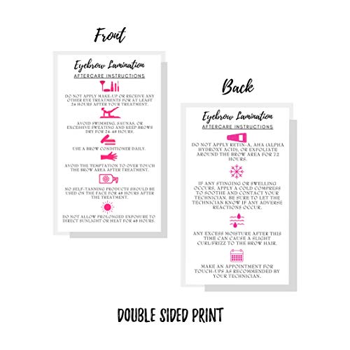 Eyebrow Lamination Aftercare Cards 50pc 2x3.5" Printed