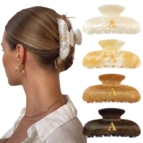 Personalized Letter Hair Clips Set - 4PCS Claw Clips for Women