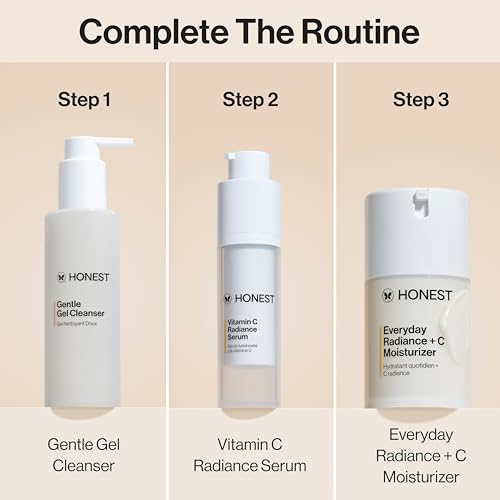 Honest Beauty Get Glowing Bundle | Vitamin C Brightening Serum + Everyday Moisturizer | Improves Skin Tone | Gentle for Sensitive Skin, Fragrance Free, Vegan | 1 fl oz, 1.7 fl oz