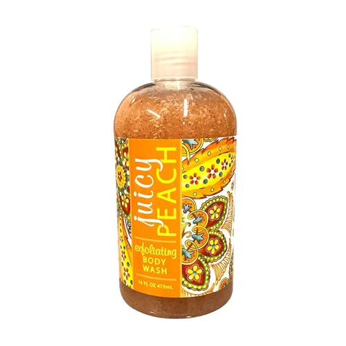 Greenwich Bay Trading Co. Exfoliating Scented Body Wash - Luxury Spa Quality, Shea & Cocoa Butter Enriched - 16 Ounce (Juicy Peach)