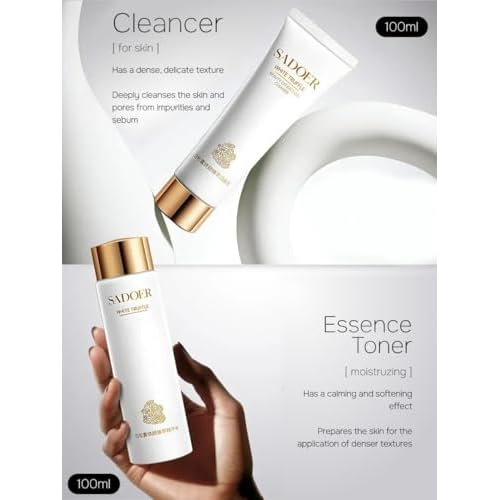 SADOER White Truffle Skincare Set for Women, 6-Piece Facial Care Routine with Cleanser, Toner, Lotion, Cream, Eye Cream & Sleep Mask, Hydrating Nourishing Beauty Gift Set