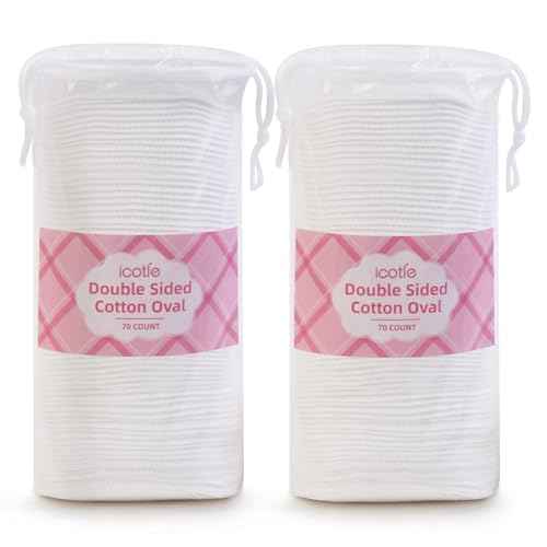 Large Oval Cotton Pads, 140 Count, 3-Layer Dual Textured Design, Lint-Free, Ultra-Soft Cotton Ovals for All Skin Types, Ideal for Makeup Removal, Cleansing, Skincare, and More