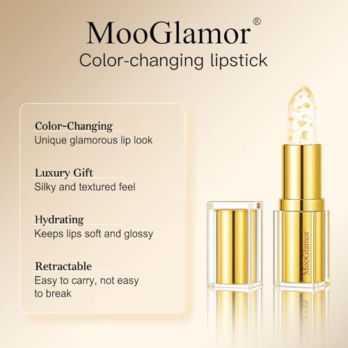 Color-Changing Lipstick Gold Foil – Transferproof & Moisturizing, 2 Pc