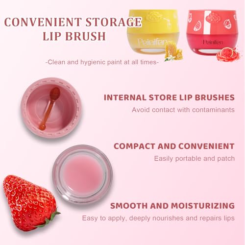 Bee Lip Balm Lip Mask Honey Pot, 4 Pcs Propolis Moisturizing Balm with Applicator, Day & Night Hydrating Lip Treatment for Dry Lips (4 Flavors Set)