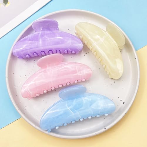 4PCS Large Marble Hair Clips - Non-Slip Claw Clips for Women