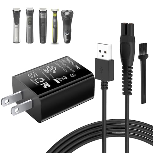 5V UL Charger for Philips Norelco OneBlade MG9525 MG9520 MG5910 QP1424 QP1624 MG5950 MG5940 MG5930 MG5920 BT3238 BT3234 PQ888 PQ889 QP1324 QP2724 X3001 QP2834, 360 Hybrid Face Shaver Cord