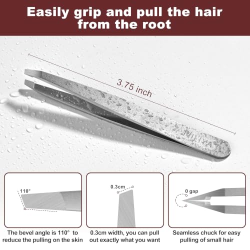 NILIYA Precision Stainless Steel Tweezers for Eyebrows & Blackheads, Ultra-Fine Tip with Travel Case
