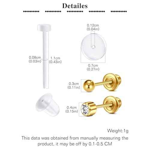 QWALIT Gold Ear Piercing Kit Gold Ear Piercing Gun Kit Disposable Self Piercing Earring Gun with Earring Piercing Kits at Home