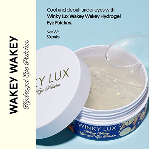Winky Lux Wakey Wakey Hydrogel Eye Patches ? Cooling Under Eye Patches for Puffiness, Dark Circles & Bags, Infused with Caffeine, Vitamin C & Hyaluronic Acid
