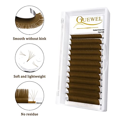 QUEWEL Brown Volume Lash Extensions 0.07 D Curl 9-16mm Mix