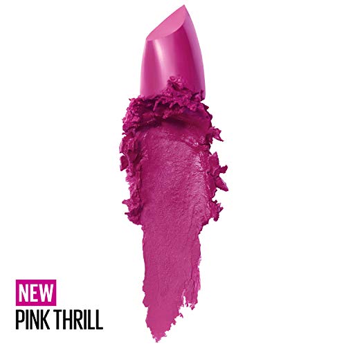 Maybelline Color Sensational Lipstick, Lip Makeup, Cream Finish, Hydrating Lipstick, Nude, Pink, Red, Plum Lip Color, Pink Thrill, 0.15 oz; (Packaging May Vary)
