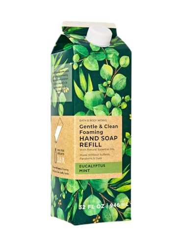 Generic Bath + Body Works Eucalyptus Mint Soap Refill - XL Size - 32 ounce Foaming Hand Soap Refill - Compatible with all Bath & Body Works Gentle Foaming Hand Soap Bottles, Green