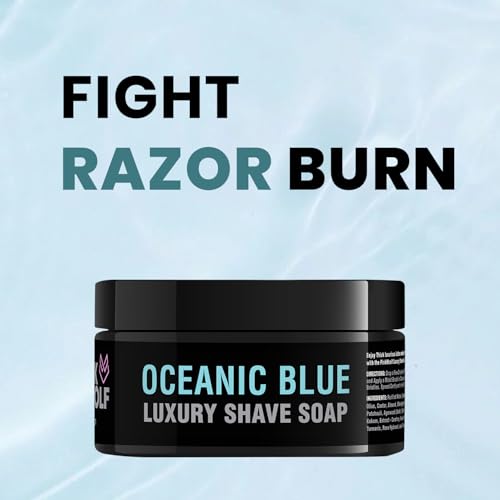 Oceanic Blue Artisan Shaving Soap for Men | Fresh Aquatic Cologne Scent | Rich Lather Wet Shaving Soap | Traditional Luxury Shave Soap for Sensitive Skin