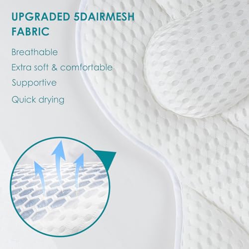 Ergonomic Bath Pillow with Neck & Back Support – Non-Slip Suction Cups