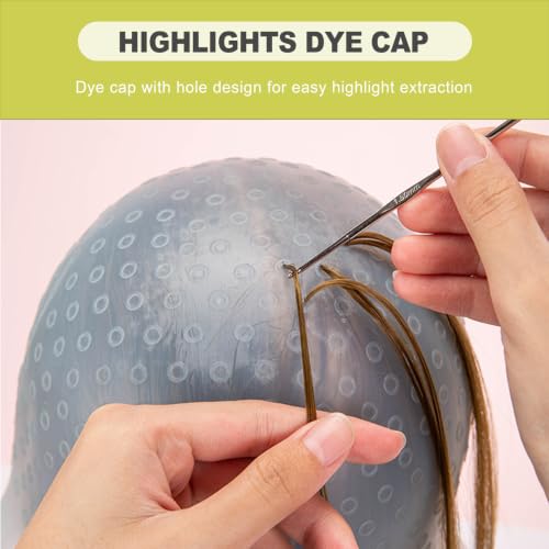 Reusable Silicone Hair Highlighting Cap Set for DIY Hair Coloring & Bleaching