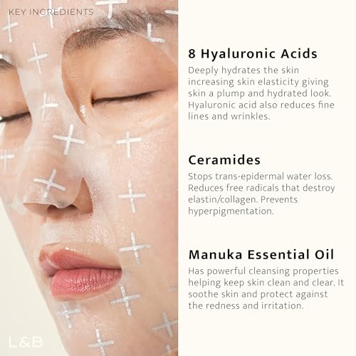 LEMON & BEAKER Brightening Face Mask - Vegan Korean Single Sheet Face Mask & Microcurrent Gel Sheet with Manuka Essential Oil, Hyaluronic Acid, & Potent Botanical Skin Brightening Gel Complex, 1 pc