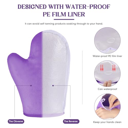 SATINIOR Reusable Self Tanning Mitt Applicator 4 Pack - Velvet Tanning Gloves