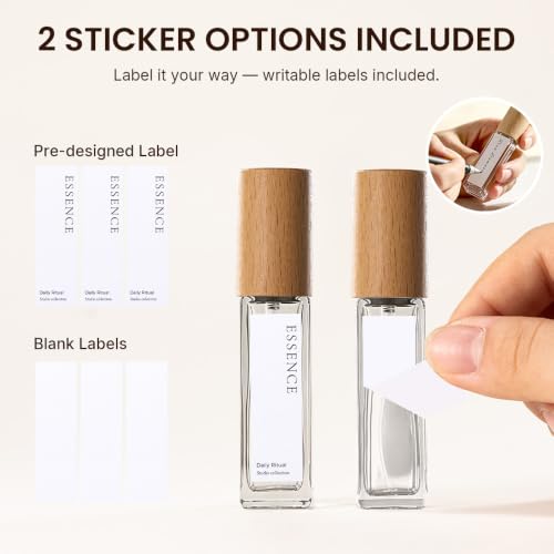 10ml Refillable Perfume Atomizer with Wooden Cap & Stickers