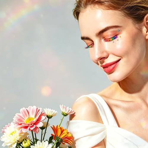 5 Pairs 3D Mink Rainbow Lashes & Face Gems Set