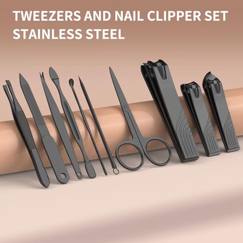 ZIZZON 10-Piece Travel Manicure Set - Stainless Steel Nail Clipper Kit
