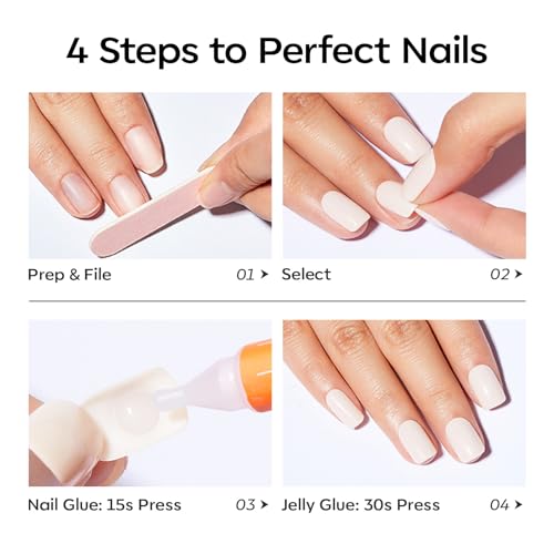 Modelones Pink Chrome Press On Nails Short Almond 32Pcs A4-Pink Chrome
