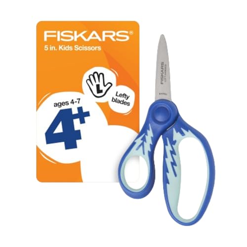 Fiskars 5" Pointed-Tip Scissors for Kids Ages 4-7, Scissors for School or Crafting, Back to School Supplies, Red