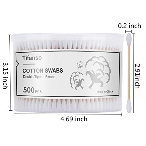 tifanso Natural Wooden Double-Tip Cotton Swabs with Storage Box (500 Count)