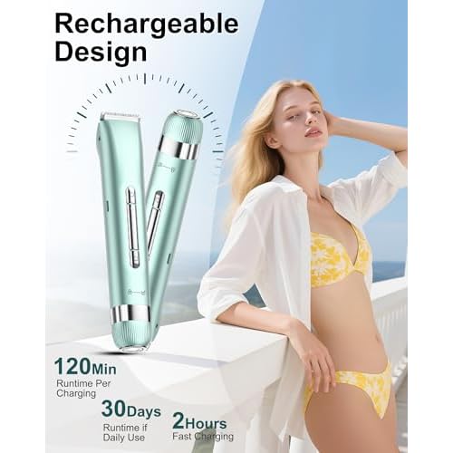 Electri Razors for Women, 2 in 1 Personal Groomer Kit Bikini Trimmer for Women Painless Lady Shaver for Face, Bikini, Underarm, Legs, Arms Waterproof, USB Rechargeable Facial Hair Trimmer