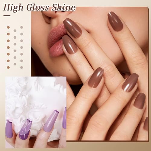 LKE Gel Nail Polish Set 6 Colors Autumn Neutral Brown Nude Pink Milky White Gel Polish Set Gel Nail Kit Soak Off U V/LED Nail Lamp Nail Art Design Manicure for Home DIY & Salon