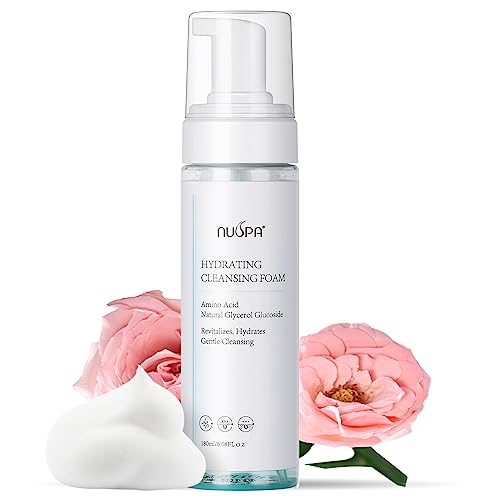 Rose Self Foaming Face Wash Spray Face Body Cleansing Mousse Infused with Amino Acid, Smoothing Hydrating Bubble Facial Cleanser,Natural Gentle Deep Cleanser for Men Women All Skin Type