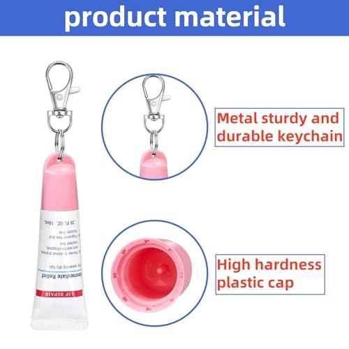 4 pcs Keychain Cap for Aquaphor Lip Balm, Keychain Holder Compatible with Aquaphor 0.35 oz Lip Repair Tubes, Fit Portable Lip Balm Holder