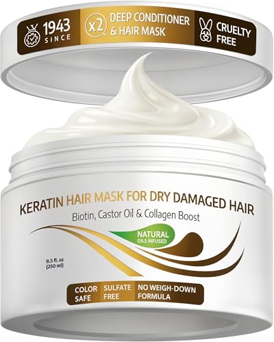 Keratin Hair Mask with Biotin & Castor Oil - 8.5 Oz