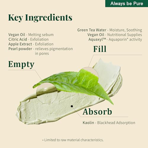 Real Green Tea Pore Deep Cleanser 100ml (3.38oz) - Soothing Clay Pack to Foam Face Wash -Blackhead Remover, Deep Pore Purifying Cleanser for Dry Skin, Gentle Korean Skincare