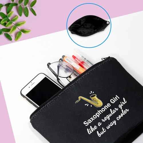 GJTIM Saxophonist Gift Saxophone Player Gift Travel Makeup Bag for Saxophone Lovers (Saxophone Black)