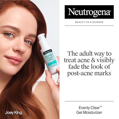 Neutrogena Evenly Clear Acne Gel Moisturizer with Salicylic Acid & N-Acetyl Glucosamine, Lightweight Non-Greasy Face Moisturizer Helps Treat Breakouts & Visibly Fade the look of Post-Acne, 1.7 fl. oz