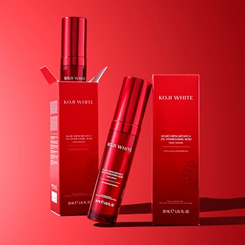 Koji White 2% Kojic Acid Serum + 3% Tranexamic Acid, 5% Niacinamide | Hydrating Facial Soothing Moisturizer for Uneven Skin - Vegan Skin Care, Fragrance Free, Unscented for Sensitive Skin - 1.01 Fl Oz