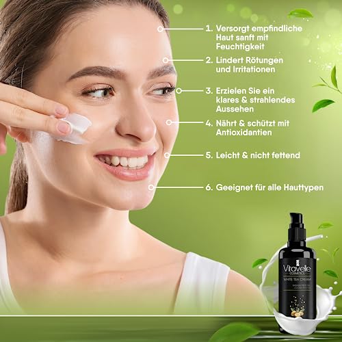 VITAVELLE White Tea Face Cream ? Lightweight Antioxidant Moisturizer for Sensitive & Delicate Skin (1.69 Fl Oz)
