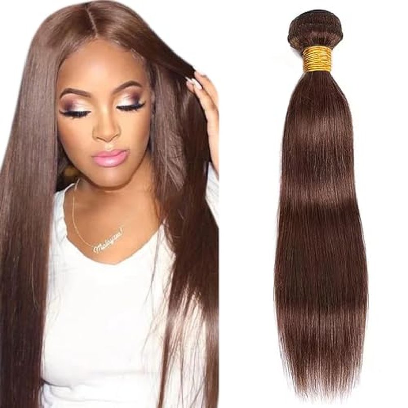 #4 Brown Straight Human Hair Bundle 32 Inch 50g